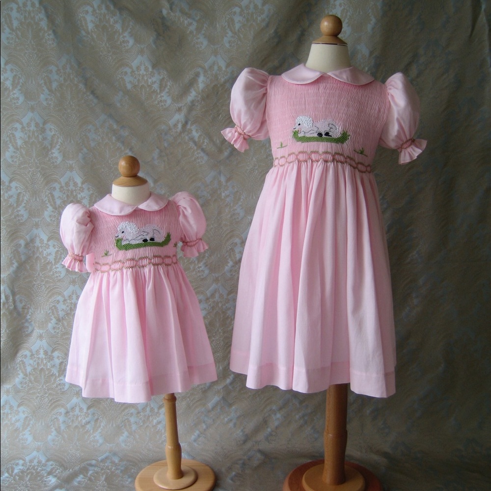 Lamb Smocked Dress 100% Cotton, New, Pink,